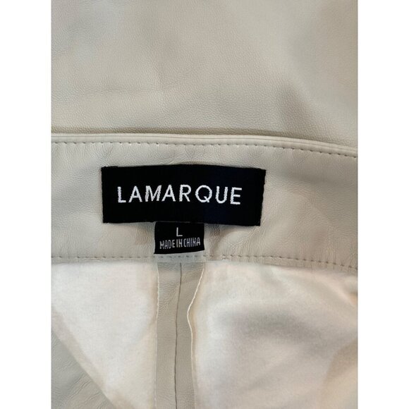 Lamarque Pagetta Faux Leather Cropped Flare Pants Bone Womens Size Large - Picture 10 of 11